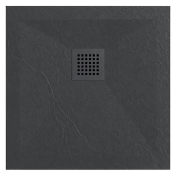 Balneo Stone Tray composite shower tray 90 x 90 x 2.5 cm dark grey low square