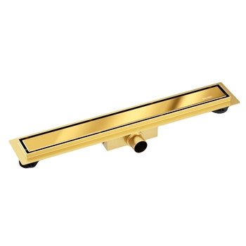 Linear drain floor Balneo Duplex Next Mirror Gold 60 cm gold double-sided made of stainless steel with low trap and deep sediment trap