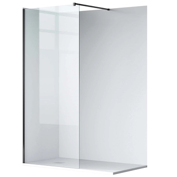 Shower screen Balneo Beira 100 x 200 cm black glass transparent 8 mm
