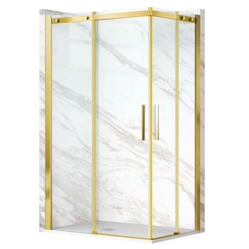 Kabina prysznicowa rozsuwana Balneo Rio 80 x 80 cm złota transparentna