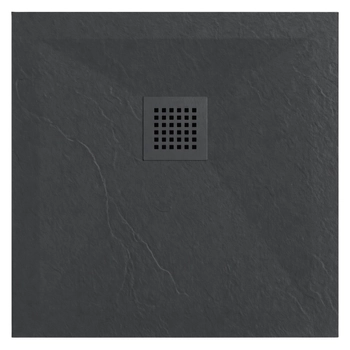Balneo Stone Tray composite shower tray 90 x 90 x 2.5 cm dark grey low square
