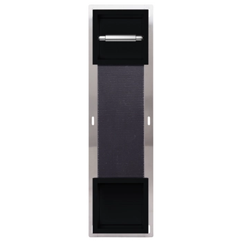 Balneo Wall Box Paper 2 Black Recessed Stainless Steel Paper Holder with Storage Compartment