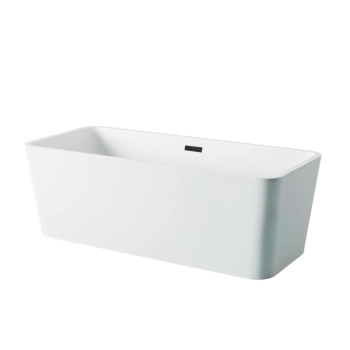 Balneo ROMA freestanding bathtub 170 x 80 cm white acrylic with stainless steel frame and 6 stabilising legs with overflow and black plug