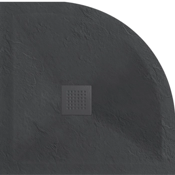Composite Shower Tray Balneo Stone Tray 90 × 90 × 2.5 cm, Dark Gray, Low-Profile, Semi-Circular