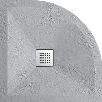 Balneo Stone Tray Composite Low-Profile Semicircular Shower Tray 90 × 90 × 2.5 cm, Light Gray