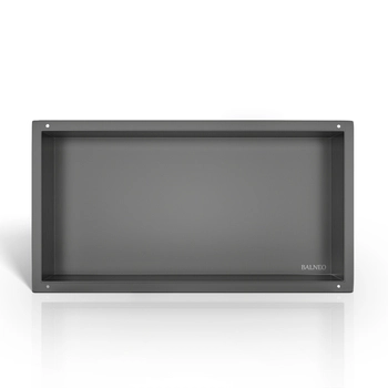 Balneo Wall Box No rim Gun Metal recessed shelf 60 x 30 x 10 cm in brushed stainless steel without flange