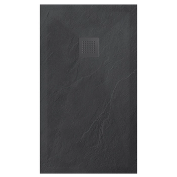 Balneo Stone Tray Composite Shower Tray 140 × 80 × 2.5 cm, Dark Grey, Low-Profile, Rectangular