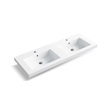 Umywalka nablatowa Balneo Mila 120 x 16 biała z konglomeratu