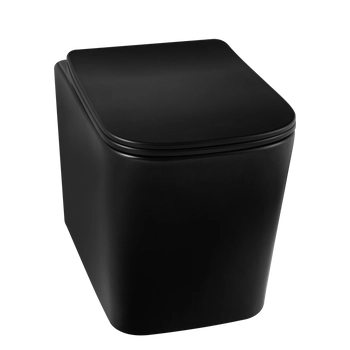 Balneo Luga Black Rimless Wall-Hung Toilet Bowl with Soft-Close Duroplast Seat