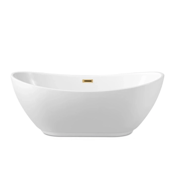 Balneo PARMA freestanding bathtub 170 x 72 cm, white acrylic with a stainless steel frame and 6 stabilizing legs, featuring an overflow and gold drain