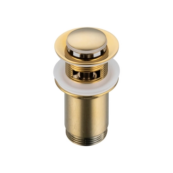 Korek umywalkowy mosiężny Balneo Klik Klak E złoty z przelewem