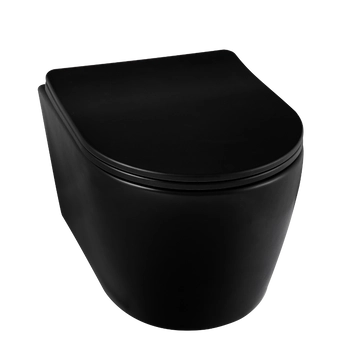 Balneo Luxa Rimless Black Wall-Mounted Toilet Bowl without Collar, with Slow-Close Duroplast Seat