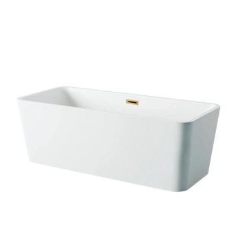 Balneo ROMA freestanding bathtub 170 x 80 cm white acrylic with stainless steel frame and 6 stabilising legs with overflow and gold plug