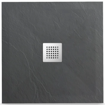 Balneo Stone Tray composite shower tray 80 x 80 x 2.5 cm dark grey low square