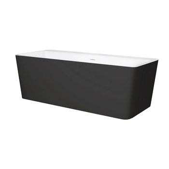 Freestanding bathtub Balneo ROMA NO RIM 170 x 80 cm white black acrylic with frame made of stainless steel and 6 stabilizing legs with overflow and white plug