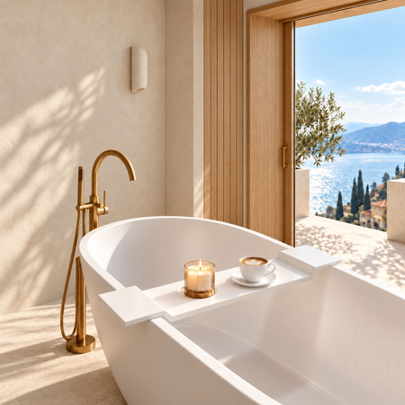 Bathtub shelf VANO Solid Surface Coco White
