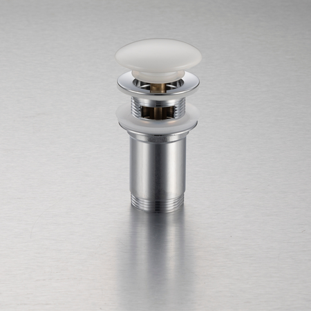 Brass washbasin stopper Balneo Klik Klak C white with overflow with ceramic head