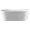 Balneo VIVA wall-mounted freestanding bathtub, white, 150 x 75 cm, acrylic, with stainless steel frame and 6 stabilizing legs, overflow, and white click-clack drain