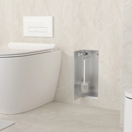 Balneo Wall Box Brush S Tiles – Left Built-In Stainless Steel Toilet Brush Holder