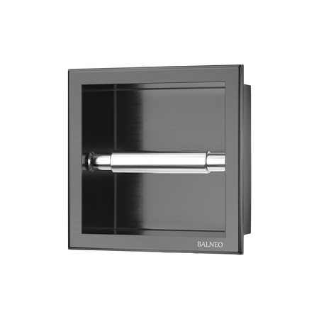 Uchwyt na papier Balneo Wall Box Paper 1 Gun Metal wbudowany w ścianę ze stali nierdzewnej