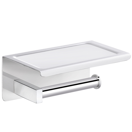 Paper holder with phone shelf Balneo Qube chrome