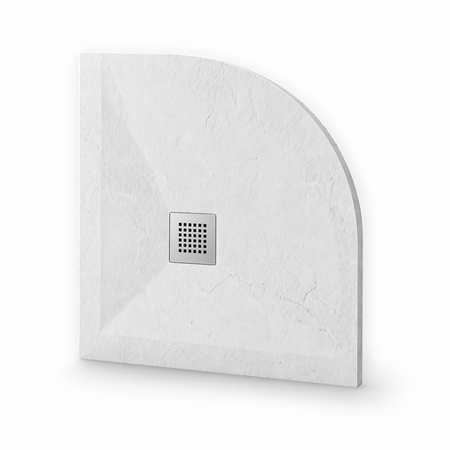 Balneo Stone Tray Composite Shower Tray 80 × 80 × 2.5 cm White Low-Profile Semi-Round
