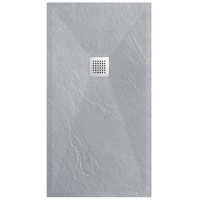 Balneo Stone Tray Composite Shower Tray, 140 × 90 × 2.5 cm, Light Gray, Low-Profile Rectangular