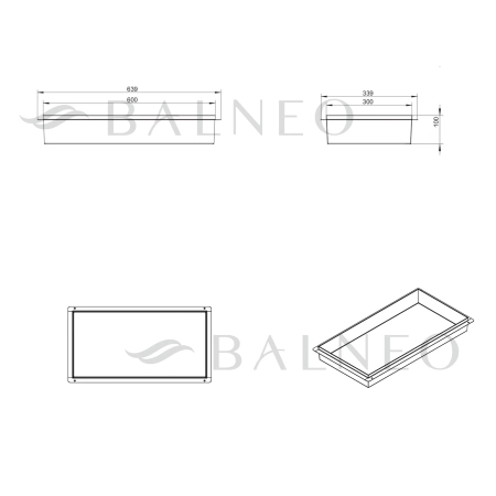 Balneo Wall Box No rim Copper 60 x 30 x 10 cm copper stainless steel recessed shelf without collar