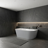 Freestanding bathtub wall-mounted Balneo VIVA NO RIM 160 x 75 cm white grey acrylic with frame made of stainless steel and 6 stabilizing legs with overflow and white plug
