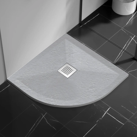 Brodzik kompozytowy Balneo Stone Tray 90 x 90 x 2,5 cm jasnoszary niski półokrągły