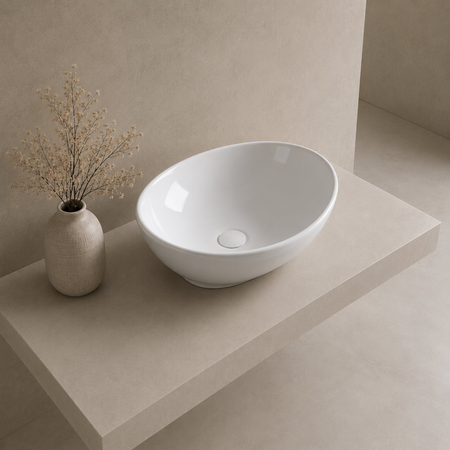 Balneo Loren 42 × 33 cm White Ceramic Countertop Washbasin