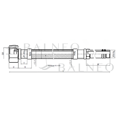 Wężyk przyłączeniowy do baterii Balneo PEX w oplocie Grey/Szary 3/8"xM10 60 cm