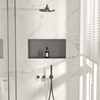 Balneo Wall Box One Gun Metal recessed shelf 60 x 30 x 10 cm in brushed stainless steel with flange