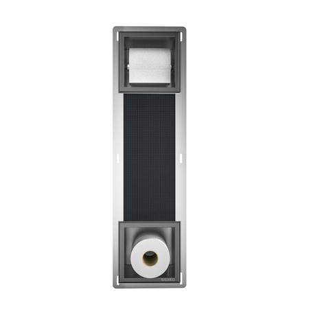 Balneo Wall Box Paper 2 Gun Metal In-Wall Stainless Steel Paper Holder with Storage