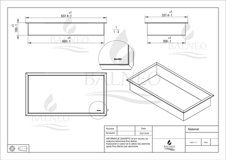 Półka wnękowa Balneo Wall Box One Gold 60 x 30 x 10 cm złota ze stali nierdzewnej z kołnierzem
