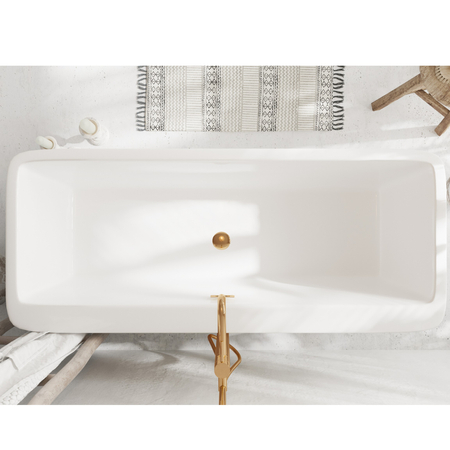 Wanna wolnostojąca Balneo ROMA 170 x 80 cm biała akrylowa z ramą ze stali nierdzewnej i 6 nóżkami stabilizującymi z przelewem i korkiem miedzianym
