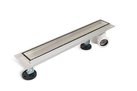 Odpływ liniowy podłogowy Balneo Side Drain 50 cm dwustronny z panelem ze stali nierdzewnej szczotkowanej z bocznym syfonem