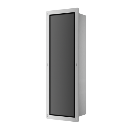 Schowek na szczotkę WC Balneo Wall Box Brush L Black Glass prawy do wbudowania w ścianę ze stali nierdzewnej