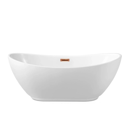 Balneo PARMA freestanding bathtub 170 x 72 cm, white acrylic with a stainless steel frame and 6 stabilizing legs, featuring an overflow and copper drain
