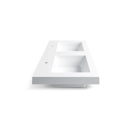 Umywalka nablatowa Balneo Mila 120 x 16 biała z konglomeratu