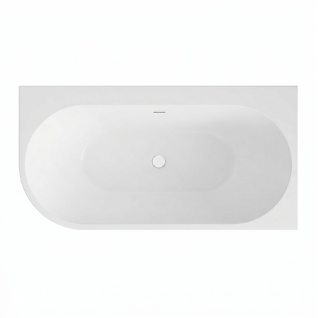 Freestanding bathtub corner right Balneo AVOLA PLUS NO RIM 160 x 75 cm white acrylic with frame made of stainless steel and 6 stabilizing legs with overflow and white plug