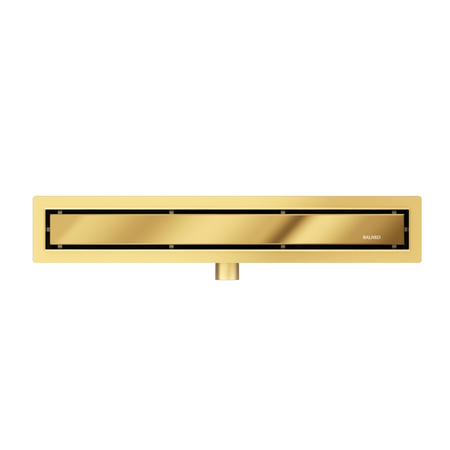 Odpływ liniowy podłogowy Balneo Duplex Next Mirror Gold 90 cm złoty dwustronny ze stali nierdzewnej z niskim syfonem i głębokim osadnikiem
