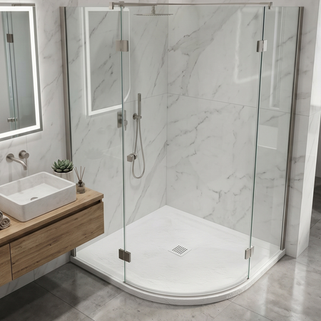 Balneo Stone Tray Composite Shower Tray 80 × 80 × 2.5 cm White Low-Profile Semi-Round