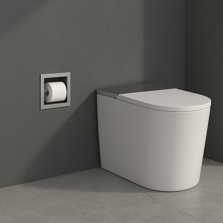 Balneo Wall Box Paper Holder 1 Gun Metal built into a stainless steel wall