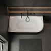 Freestanding bathtub corner left Balneo AVOLA NO RIM 150 x 75 cm white black acrylic with frame made of stainless steel and 6 stabilizing legs with overflow and white plug