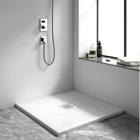 Brodzik kompozytowy Balneo Stone Tray 90 x 90 x 2,5 cm biały niski kwadratowy