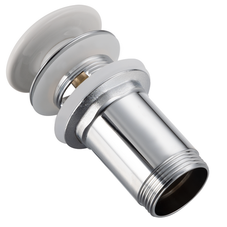 Brass Basin Click Clack Waste Plug C White with Overflow and Ceramic Head