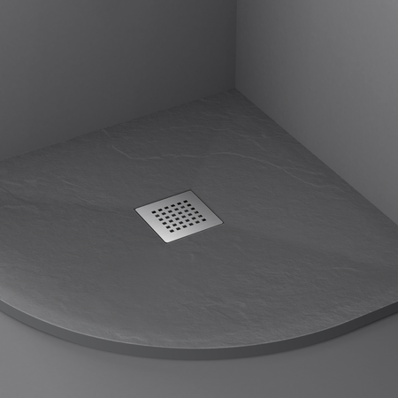 Composite Shower Tray Balneo Stone Tray 90 × 90 × 2.5 cm, Dark Gray, Low-Profile, Semi-Circular