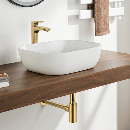 Syfon umywalkowy mosiężny Balneo złoty okrągły