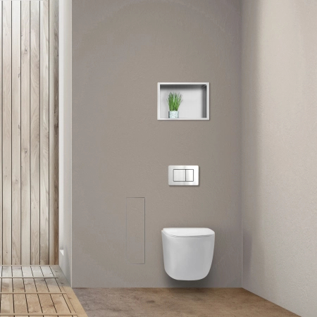 Schowek na szczotkę WC Balneo Wall Box Brush S Tiles lewy do wbudowania w ścianę ze stali nierdzewnej